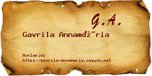 Gavrila Annamária névjegykártya